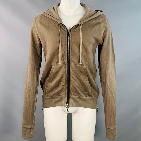 BALMAIN Size M Grey Olive Cotton Distressed Hoodie Sweatshirt - Picture 1 of 13